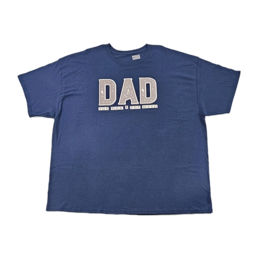 DAD The Man The Myth 3XLarge Blue Spell Out Print T Shirt Fun Fathers Day‎ Gift